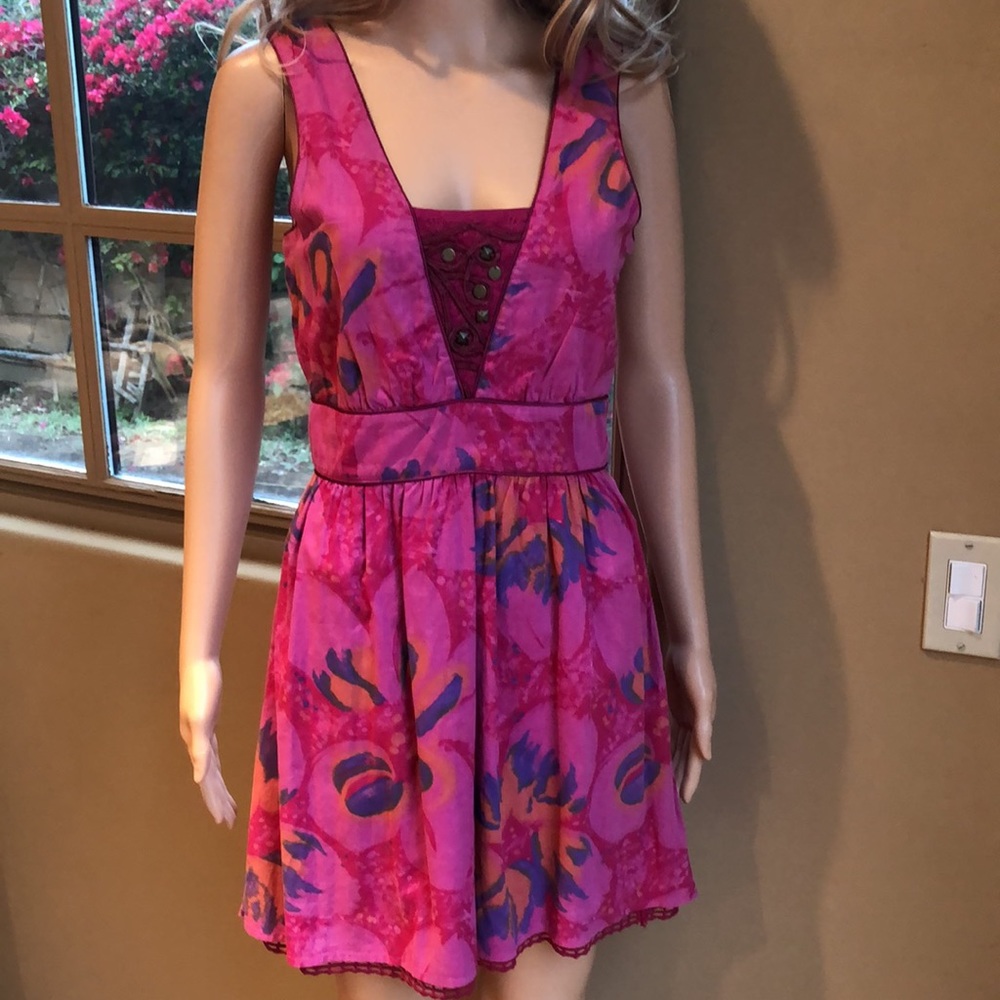 Vintage Free People Pink Cotton Sleeveless Dress